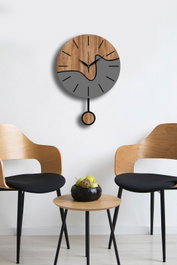 Wallity Reloj de Pared Decorativo Nogal y Gris